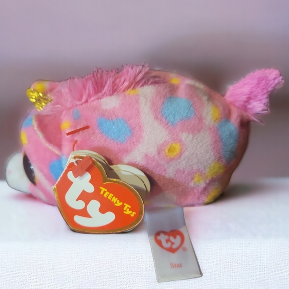 Vtg 2018 Teeny Ty Beanie Baby Star Unicorn Pink Blue All Tags - Picture 2 of 7
